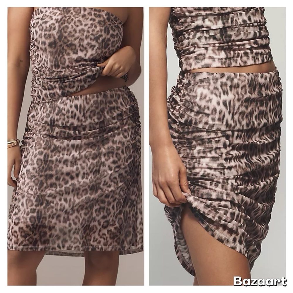 NWT Anthropologie Maeve Printed Mesh Knee-Length Skirt Sz L
